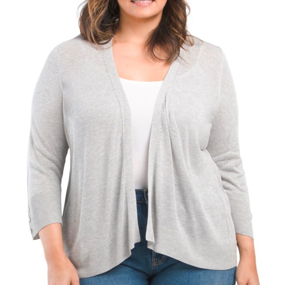 Cyrus‎ Light Gray Cardigan Plus size 3X 100% Viscose 3/4 sleeve